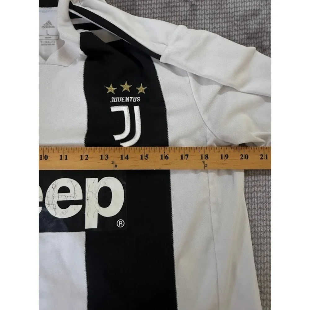 Adidas Juventus Home Ronaldo #7 Jersey Mens L Black White Jeep Soccer.‎